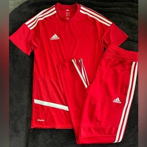Red Adidas Shirt and Pants Set